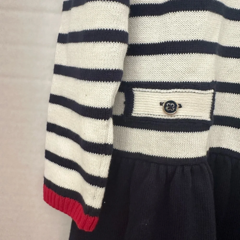 NWT GYMBOREE Red Navy White Striped Sz. 7 Long Sleeve Casual Cotton Dress!